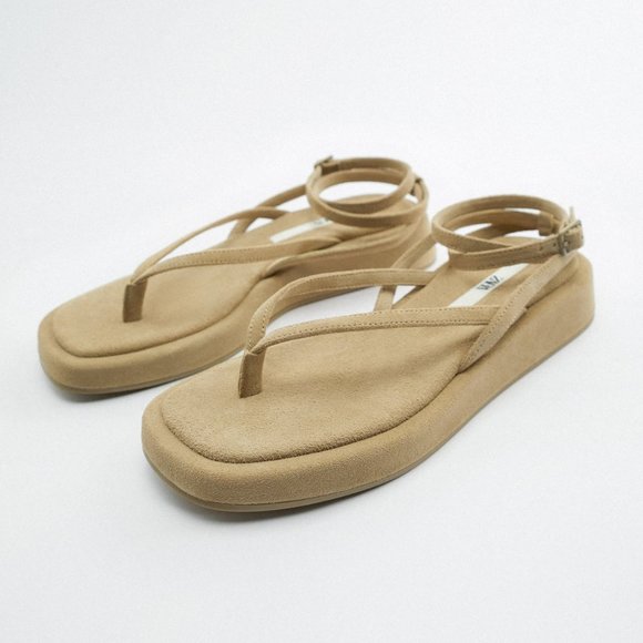 Zara Flat Suede Sandals - Picture 3 of 8